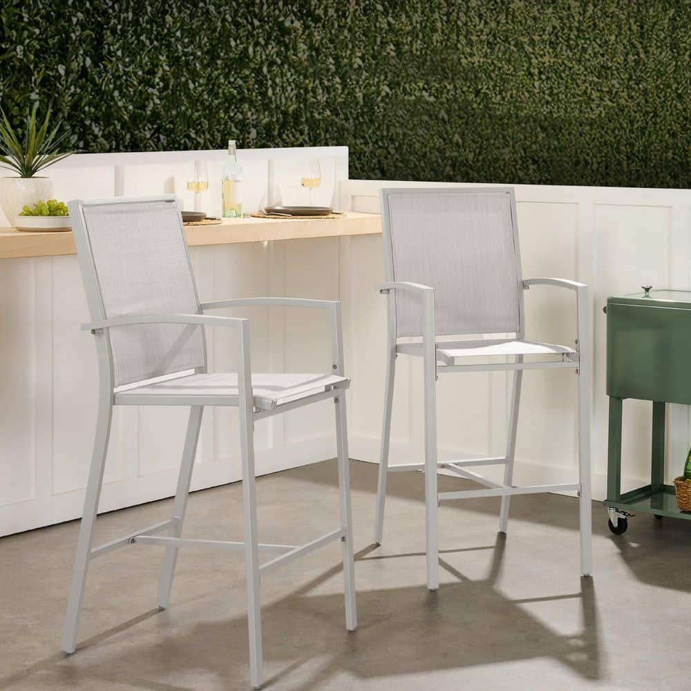 Metal Outdoor Bar Stool (2-Pack) with Footrests