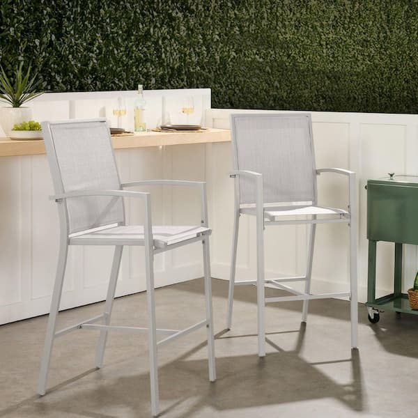 Unbranded Metal Outdoor Bar Stool (2-Pack) with Footrests