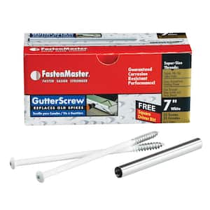 GutterScrew Gutter Spike Replacement – 7 inch gutter screw – White (25 Pack)