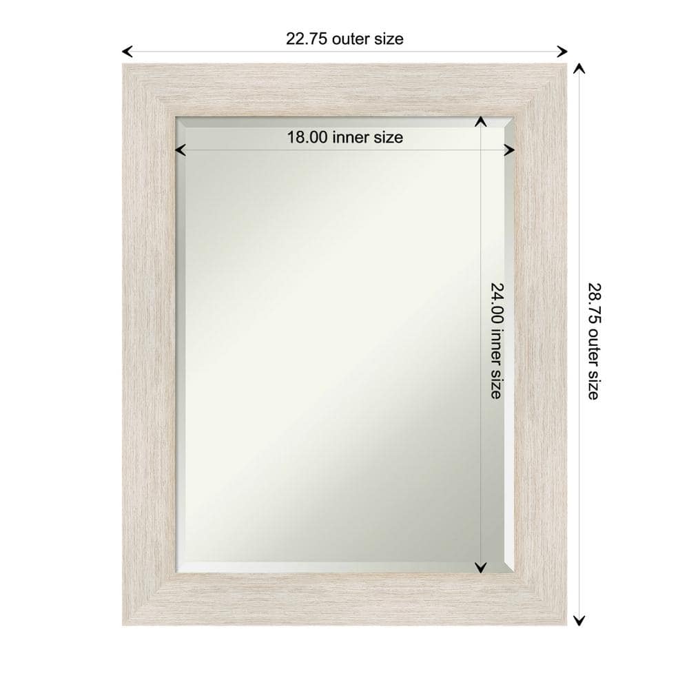 Hardwood Whitewash Rectangular Bathroom Vanity Mirror 23 x 29 inches