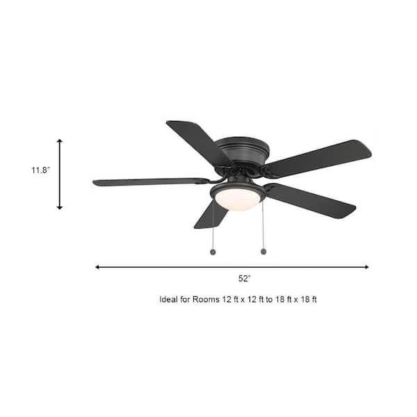 Hampton Bay - Hugger 52 in. LED Indoor Black Ceiling Fan with Light Kit