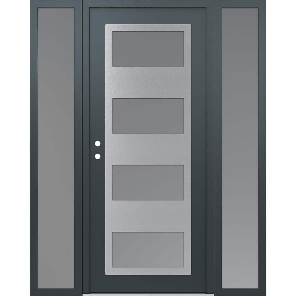 C2 68 in. x 80 in. Silver P Right-Hand/Inswing Frosted Glass Anth/Anth 2-Sidelite Steel Prehung Front Door price history on PriceWatchPro