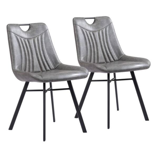 ZUO Tyler Vintage Gray 100% Polyurethane Dining Chair Set - (Set of 2)