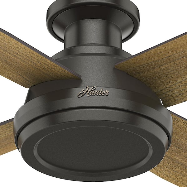 Hunter - Dempsey 52 in. Low Profile No Light Indoor Noble Bronze Ceiling Fan with Remote For Bedrooms