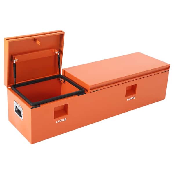 Truck Bed Tool Box 54 In, Double‑Door Waterproof Steel Storage, Orange Grain Finish for Truck, RV, ATV, Trailer