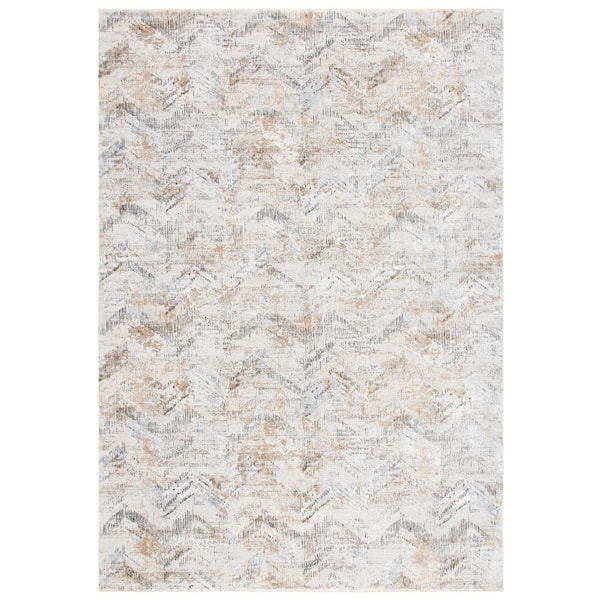 Princeton 9 ft. x 12 ft. Ivory/Gray Chevron Distressed Area Rug