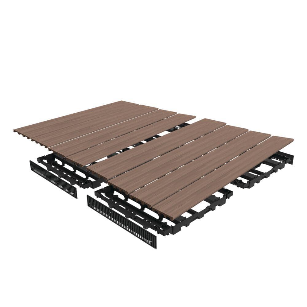 InstaDeck 4 ft. Walnut Composite Outdoor Flooring Kit