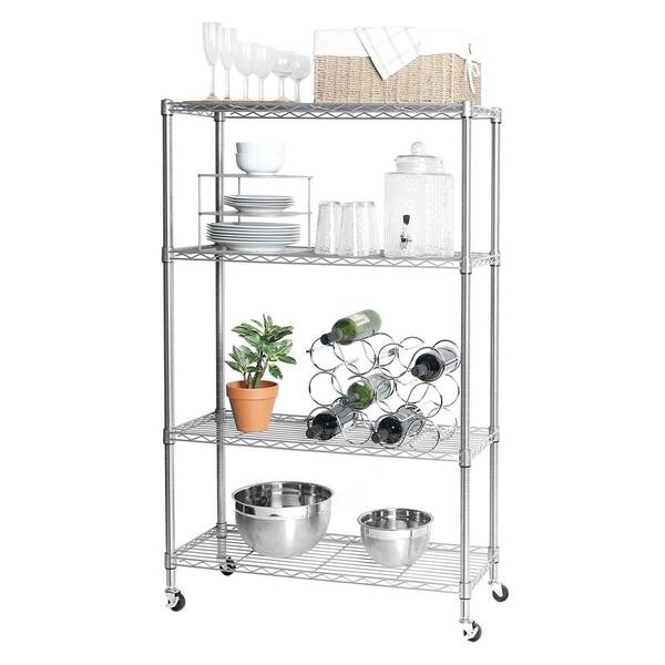 Seville Classics Chrome Plated 4Tier Heavy Duty Steel Wire Garage