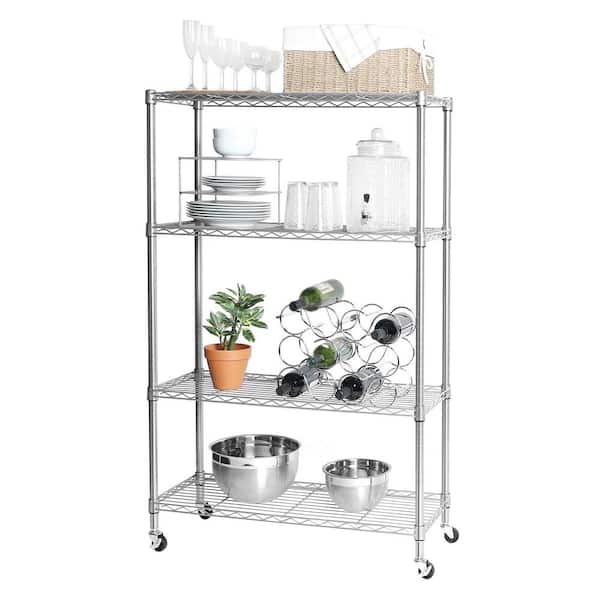 Seville Classics Chrome Plated 4-Tier Heavy Duty Steel Wire Garage