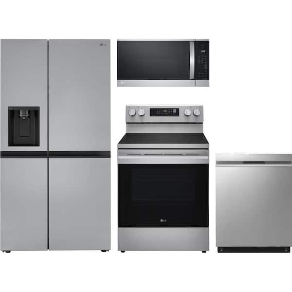 27 cu. ft. Standard Depth Side-by-Side Refrigerator with Freestanding Electric Range & Dishwasher with QuadWash