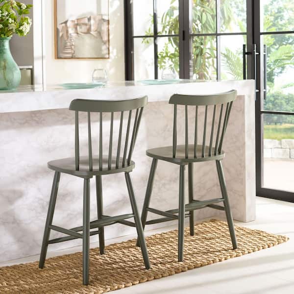 Galena 37.8 in. H Dusty Green Bar Stool Set of 2
