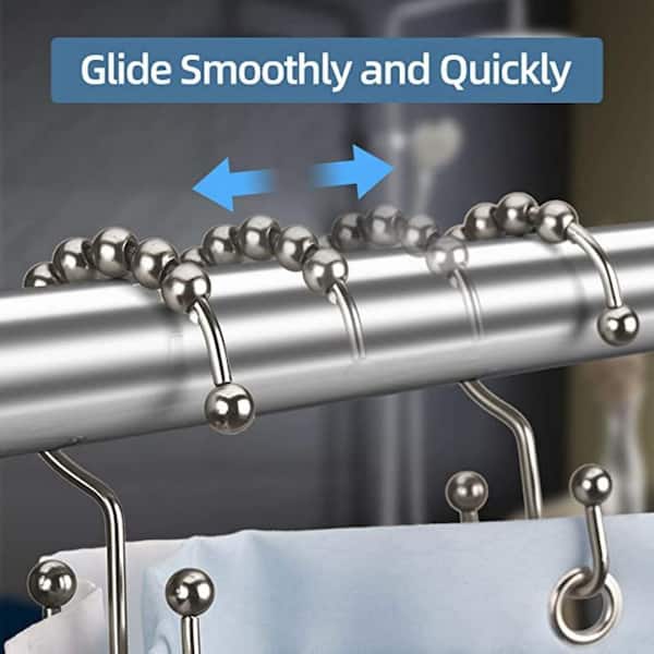 Rust-Resistant Metal Double Glide Shower Hooks for Bathroom Shower Cur