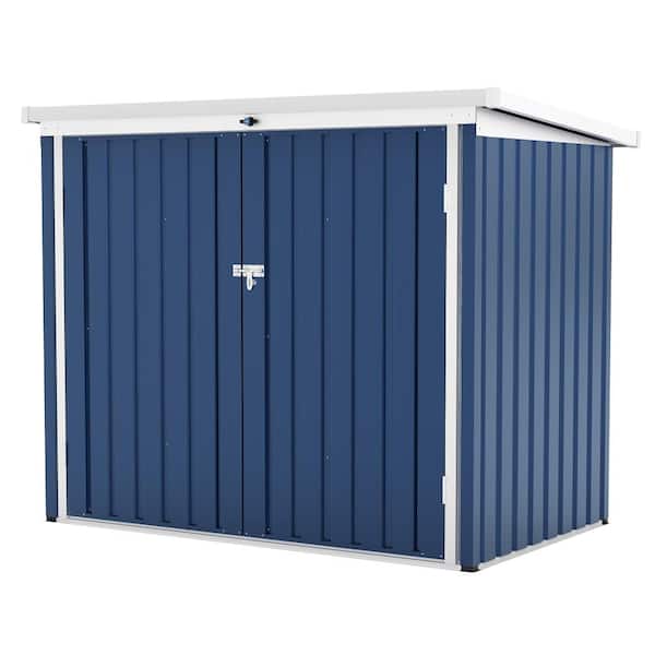 64.5 in. W x 38.2 in. D x 54 in. H 80 cu. ft. Metal Trash Can Storage Shed with Lockable Doors, Navy Blue