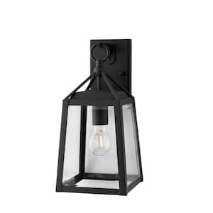Blakeley Transitional 1-Light Black Outdoor Wall Lantern with Beveled Glass