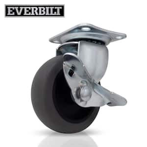 3 in. Gray Rubber Like TPR and Steel Swivel Plate Caster with Locking Brake and 175 lb. Load Rating