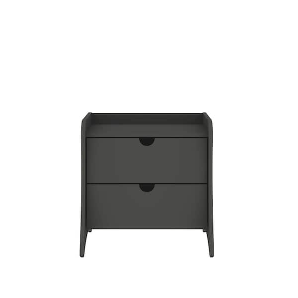 Manhattan Comfort Coney Mid-Century Modern Grey 2-Drawer 19.68 in. W Nightstand