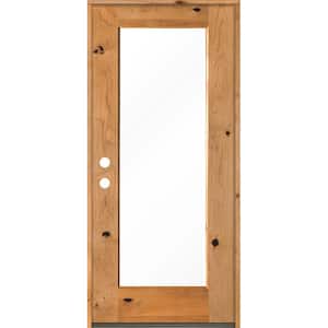 36 in. x 80 in. Rustic Knotty Alder Wood Clear Full-Lite w. Clear Stain Right Hand Inswing Single Prehung Front Door