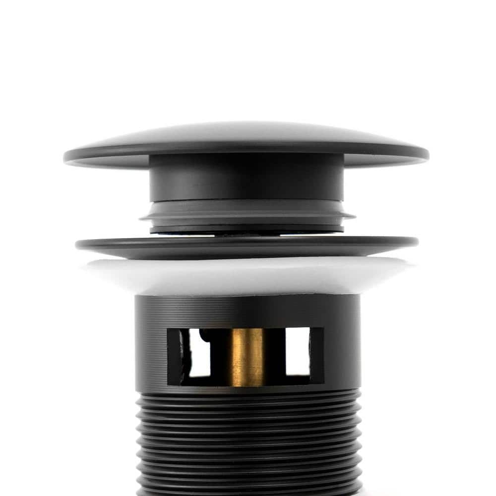 Matte Black Brass Pop-Up Drain Assembly with Overflow
