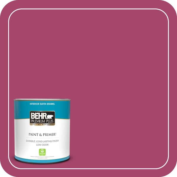 BEHR PREMIUM PLUS 1 qt. Home Decorators Collection #HDC-SM14-1 Fuschia Flair Satin Enamel Low Odor Interior Paint & Primer
