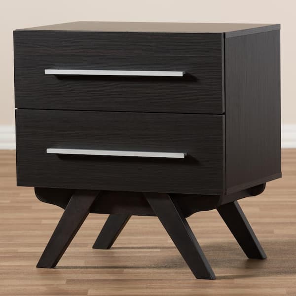 Baxton Studio Auburn 2 Drawer Dark Brown Nightstand 28862 7997 HD