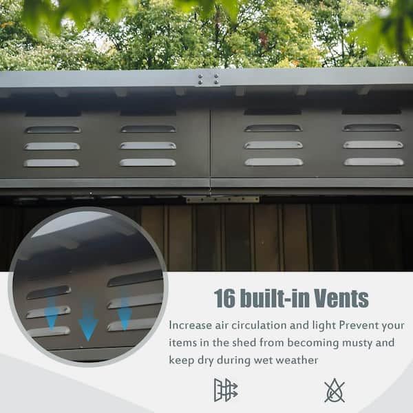 domi outdoor living 5 ft. x 3 ft. Dark Gray Metal Shed with Gable