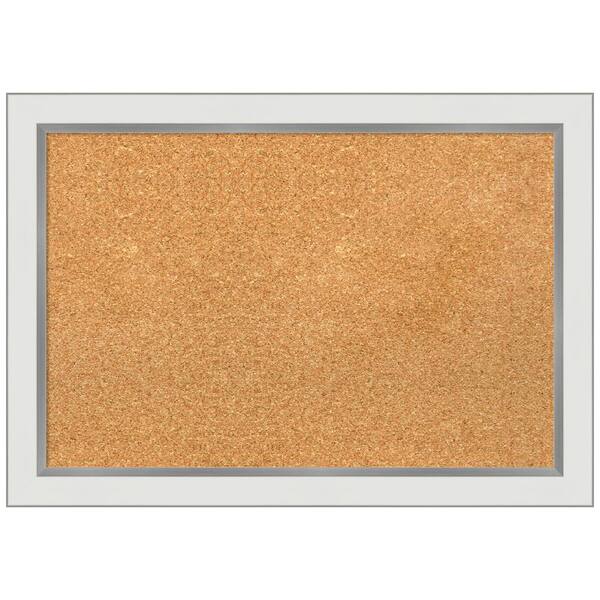 Amanti Art Eva White Silver 27.12 in. x 19.12 in Narrow Framed Corkboard Memo Board