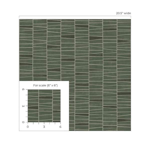 STACY GARCIA HOME Green Organic Stripe Vinyl Peel and Stick Wallpaper Roll 30.75 Sq. Ft.
