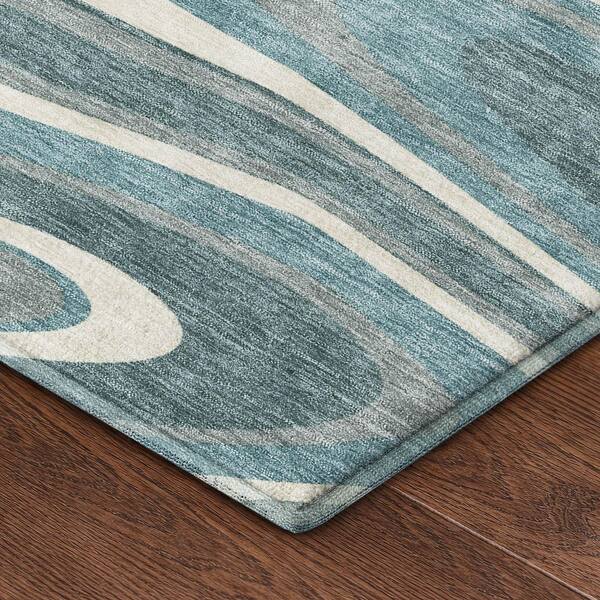 Mayfield Premium Machine Washable Abstract AMF2493 Teal 10 ft. x 14 ft. Area Rug