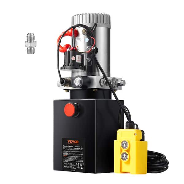 VEVOR 8 qt. 12-Volt Hydraulic Power Unit Pump Hydraulic Dump Trailer Pump DC Single Acting for Stackers Lifting Platforms