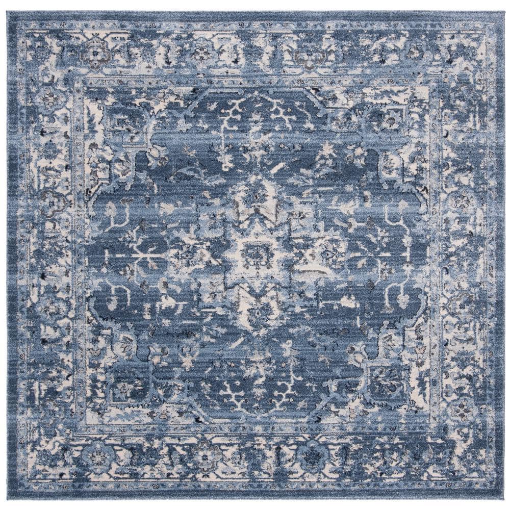 Charleston 6'7" Square Blue Synthetic Area Rug