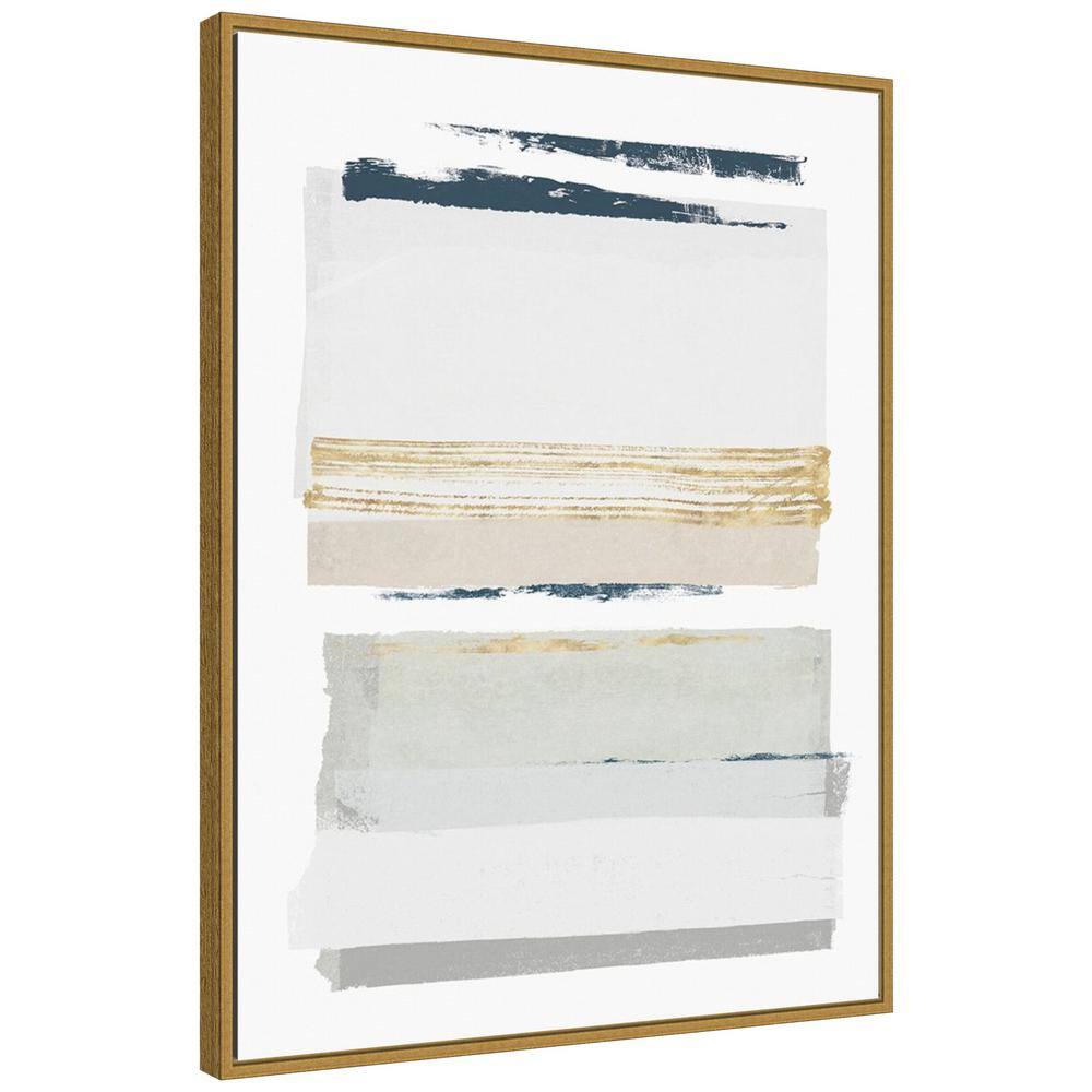32" x 24" Abstract Gold and Gray Canvas Art