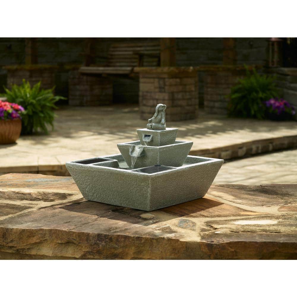 Zen Elephant Solar Powered Concrete Cascading Fountain