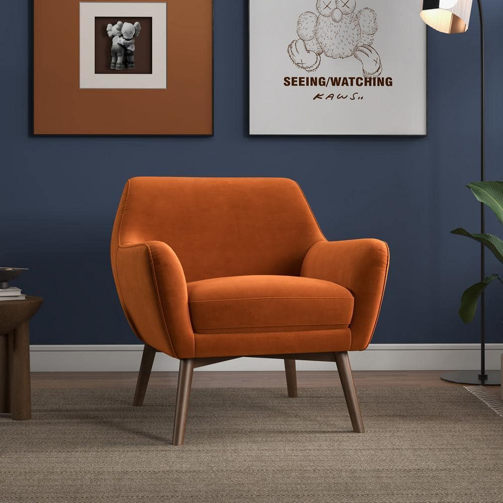 Ashcroft Furniture Co Perry Burnt Orange Velvet Arm Chair HMD00415