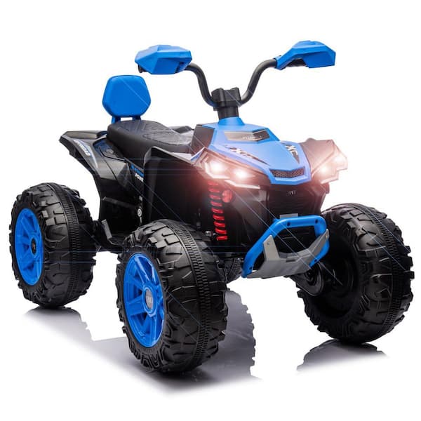 24V Blue 2-Seater Kids ATV Ride-On with 800W Motors, 7Ah Battery, Bluetooth, MP3, USB, Spring Suspension, Knee Pads
