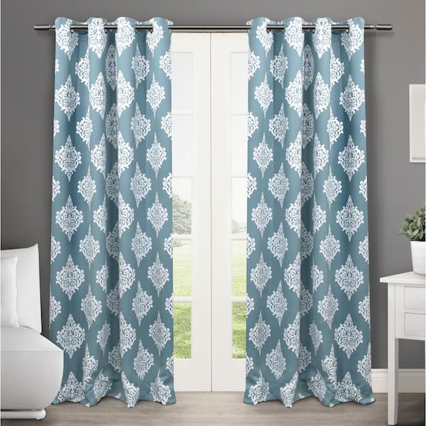 Teal Medallion Thermal Blackout Curtain - 52 in. W x 84 in. L (Set of 2 ...