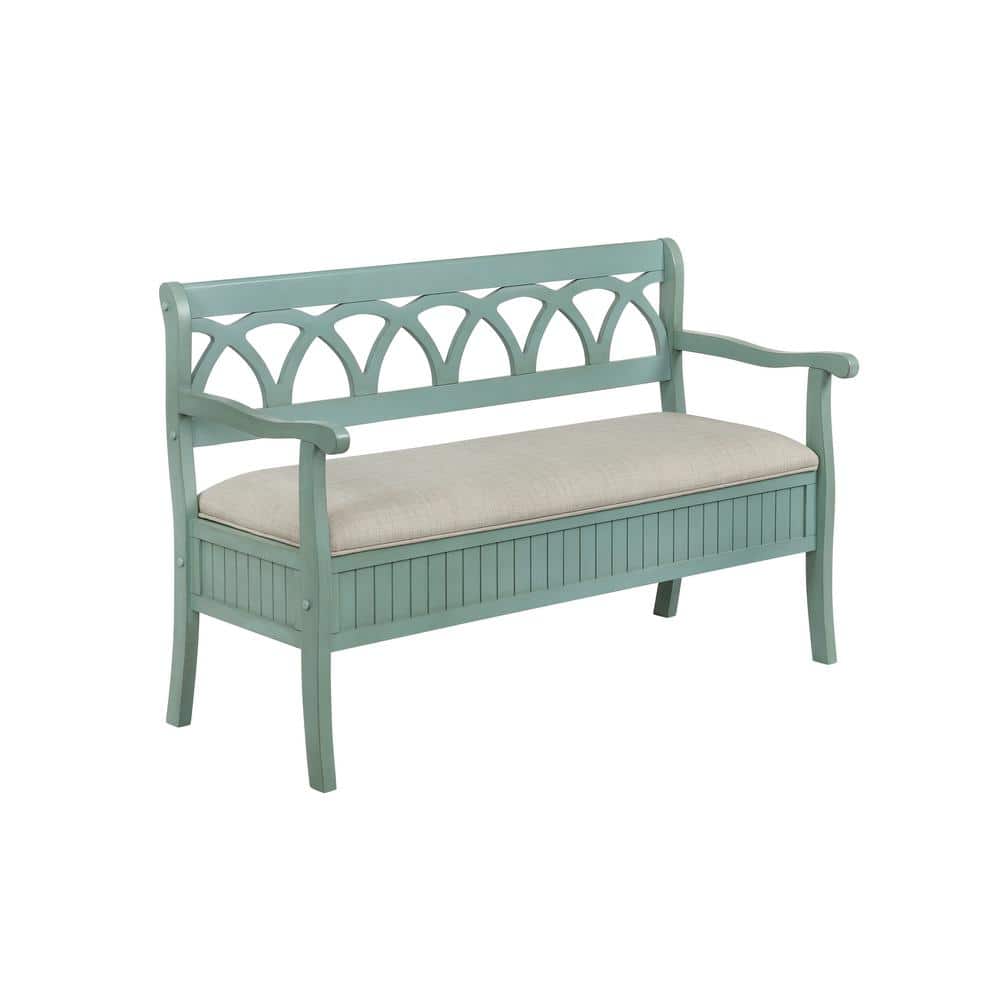 Powell Company Chelsea Teal Storage Bench Hd1084a19t The Home Depot