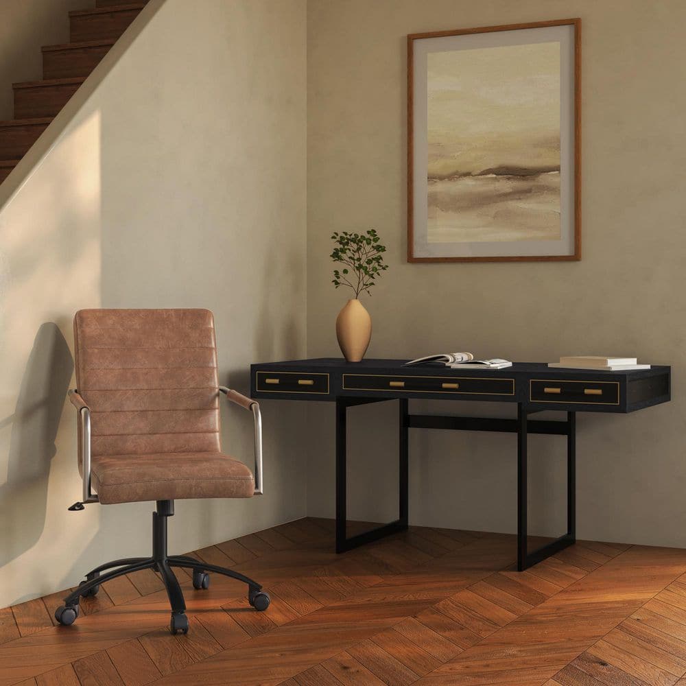 Pax Top-Grain Leather Swivel Adjustable Height Ergonomic Office Chair in Open Road Brown with Caster Wheels price history on PriceWatchPro