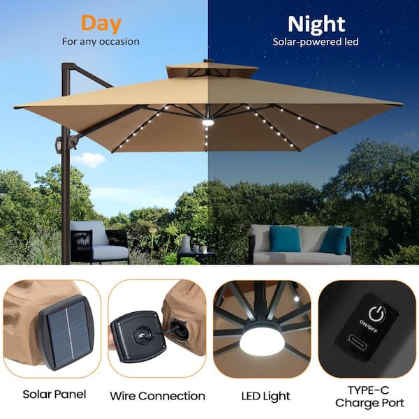 hampton bay 10 solar led patio umbrella Garden Winds Replacement Canopy Top Cover for Offset - WILL FIT MODEL YJAF-052 ONLY Quickly give life your offset umbrella and patio with this replacement canopy 10 ft. 3 Tier Outdoor