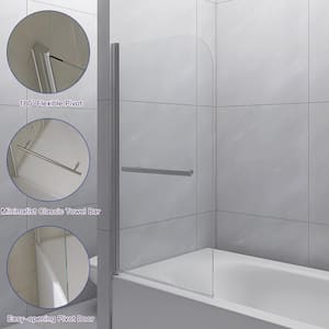 31 in. W x 55 in. H Bathtub Screen Frameless Glass Shower Door Tempered Glass Shower Panel