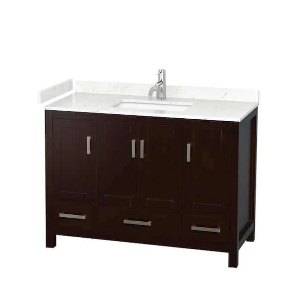 Wyndham Collection Sheffield 48 in. W x 22 in. D Single Bath Vanity in Espresso with Cultured Marble Vanity Top in White with White Basin