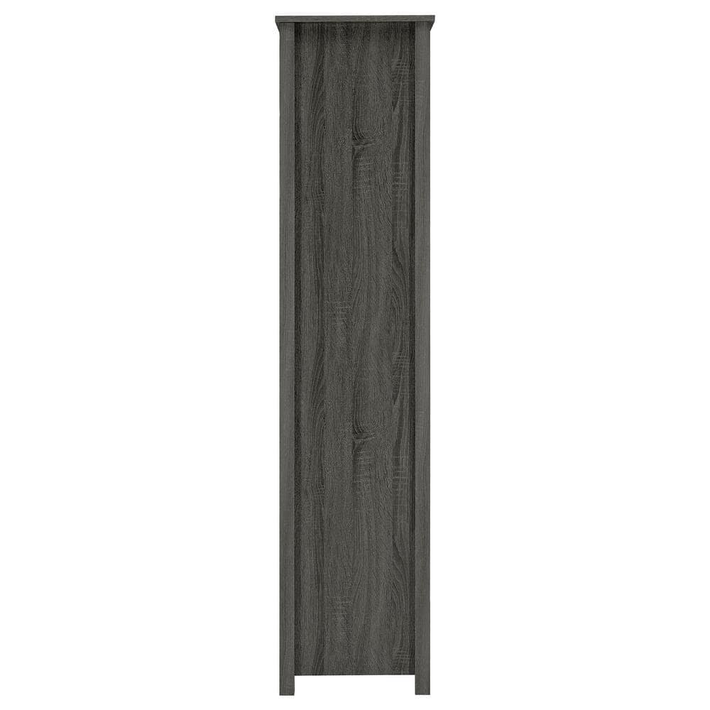 Weathered Gray 8-Shelf Bookcase with Storage Drawer