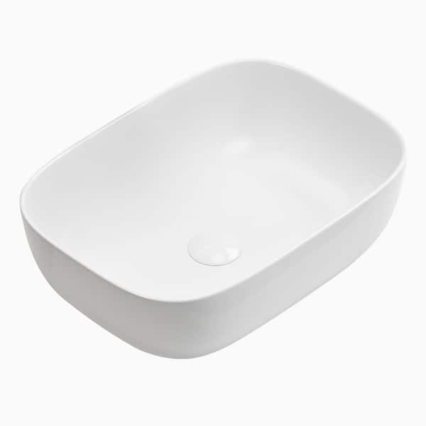 Avex Ceramic 17.91 in. Oval Rectangle Bathroom Vessel Sink in White