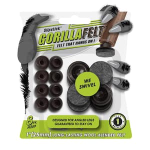 GorillaFelt 1 in. Swivel Felt Pads Screw-in 8-Pack