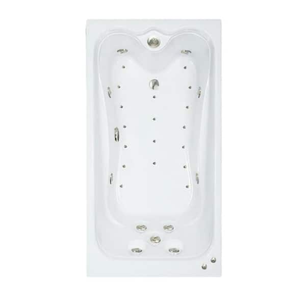 Comfortflo Premier 72 in. x 36 in. Acrylic Rectangular Drop-in Whirlpool and Air Bathtub with Reversible Drain in Bone