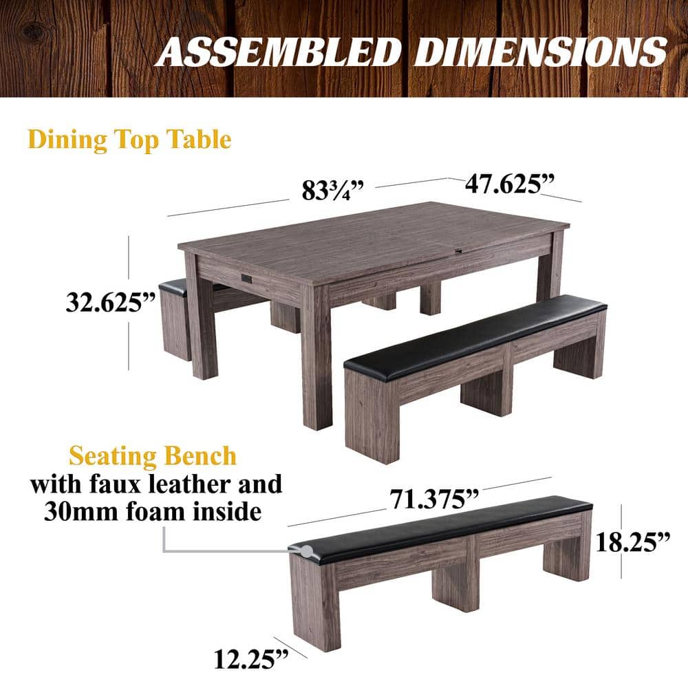 Monterey 7' Brown 3-in-1 Pool, Ping Pong, and Dining Table