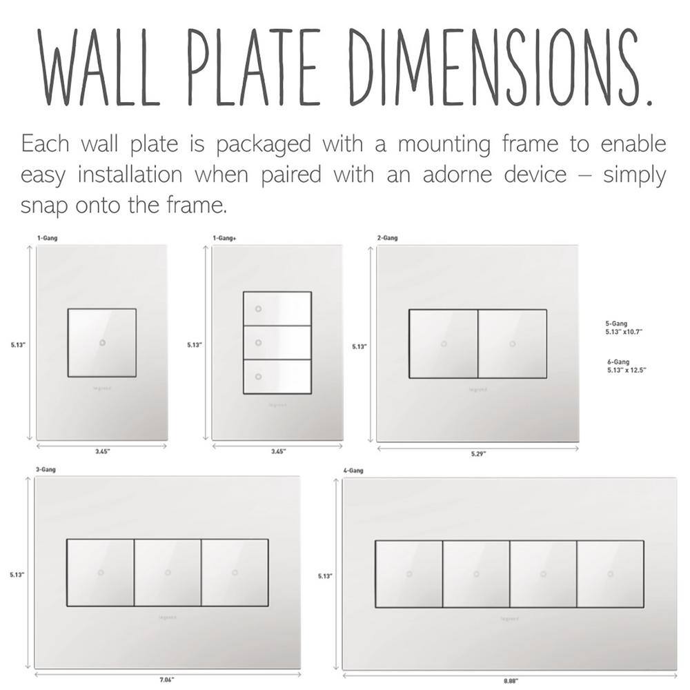 Legrand Adorne Mirror White 3-Gang Wall Plate with Satin Nickel Frame