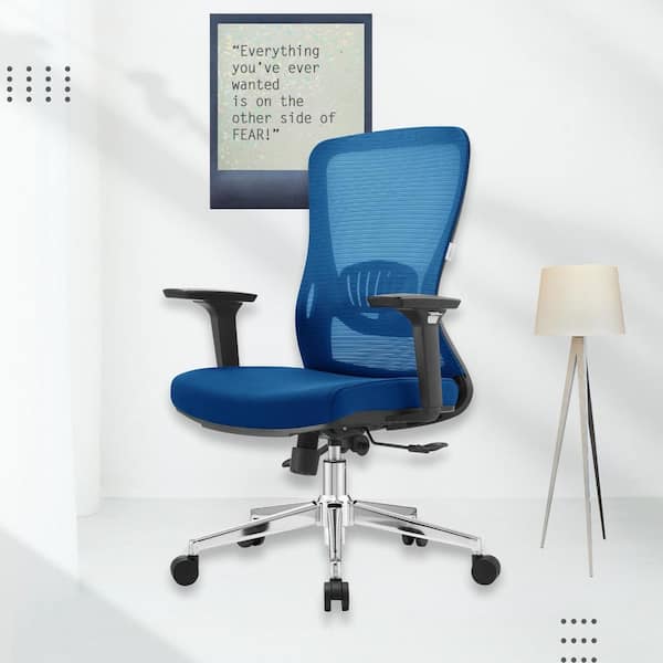 Leisuremod Office Chair Ergonomic Mid-Back Mesh Computer Chair with Swivel and Tilt Adorit Series in Blue