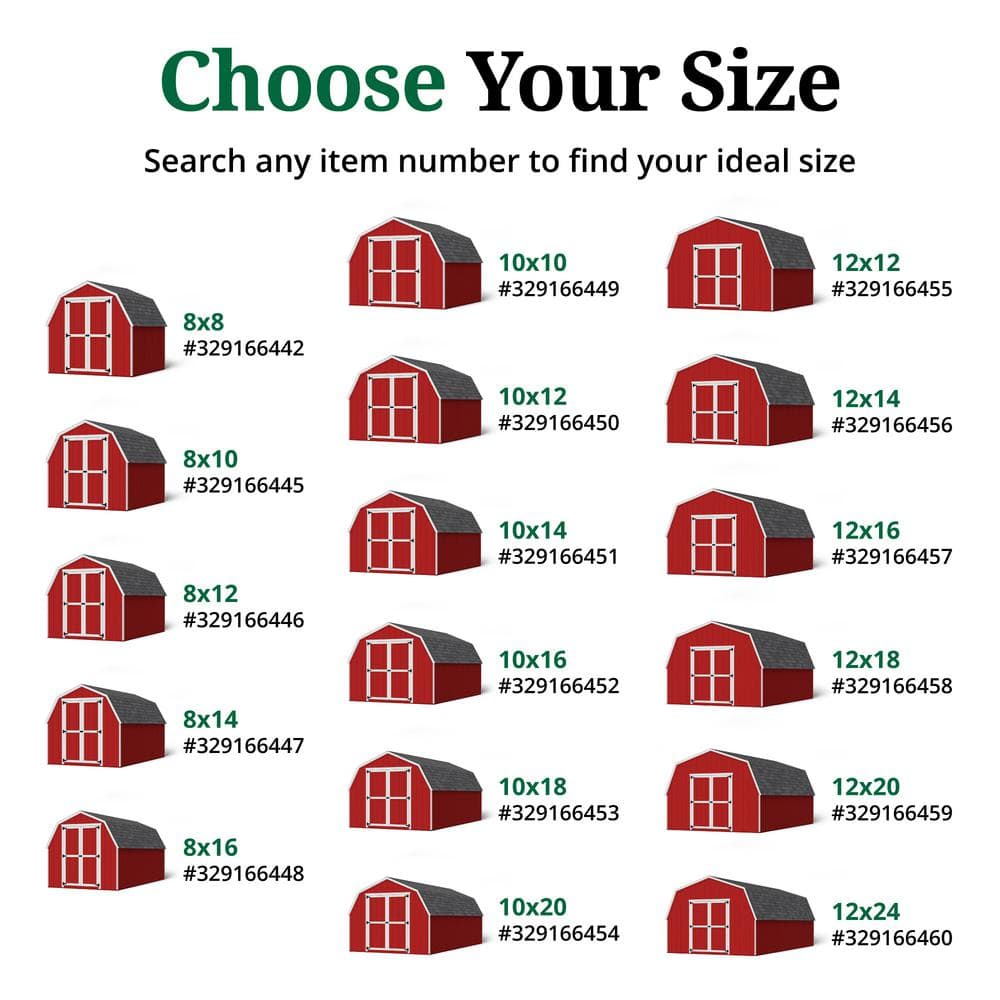 12' x 24' Red Wood Gambrel Roof Storage Shed Kit