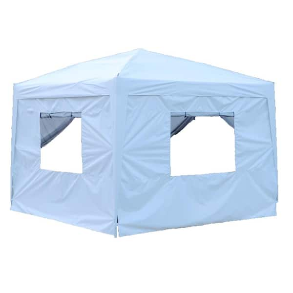 GAWEZA 10 ft. x 10 ft. White Pop-Up Canopy Outdoor Tent with Removable ...