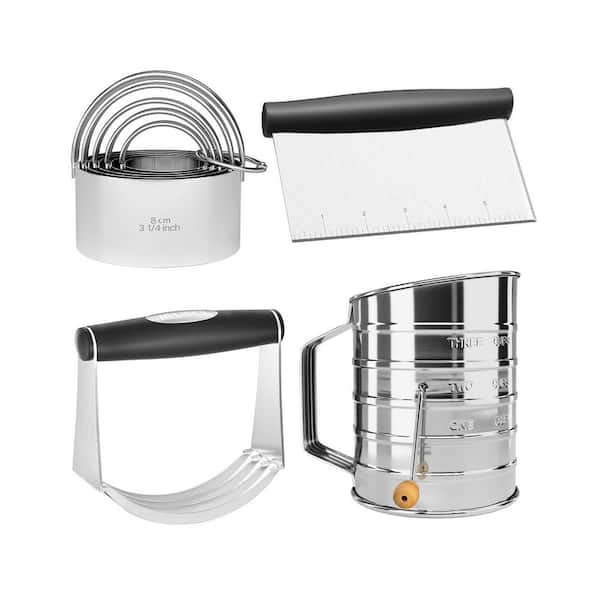 4-Piece Pastry Cutter Set with Dough Blender, Flour Sifter, and Biscuit ...